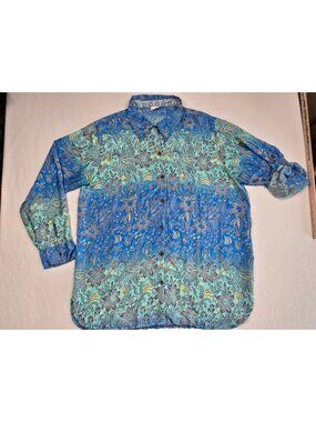 Shoreline Wear 4X Long Sleeve Button-Up Floral Shirt 70% Silk Top